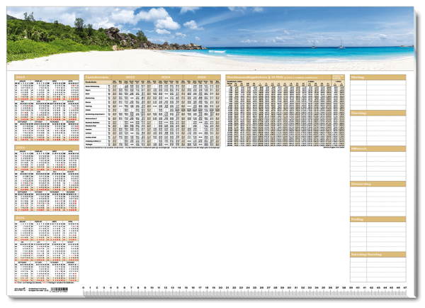 Schreibunterlage advo-spezial®, Kalender 2023 - 2025 + RVG-Tabelle, Strand-Motiv