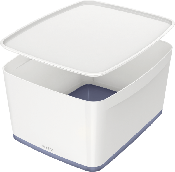 Aufbewahrungsbox LEITZ MyBox 52161001, mittel, mit Deckel, 18 l, weiß/grau
