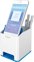 Stifteköcher LEITZ WOW Duo Colour 5363, mit Soundverstärkung, weiß / blau