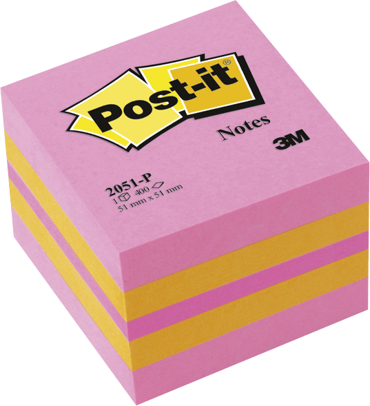 Haftnotizwürfel Post-it® 2051-P Mini, 51 x 51 mm, 400 Blatt, Farbmix