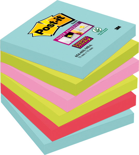 Haftnotizen Post-it® Super Sticky 654-6SS-COS, 76 x 76 mm, Cosmic, 6 Blöcke