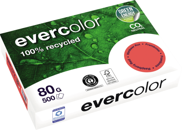 Kopierpapier Clairefontaine EVERCOLOR, DIN A4, 80 g/m², himbeerrot