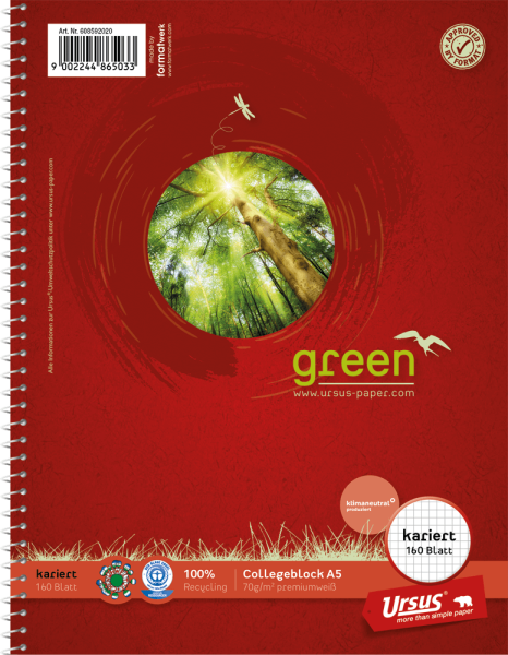Collegeblock Staufen Green DIN A5 - 160 Blatt - kariert