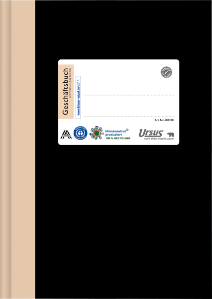 Geschäftsbuch Ursus® 2115B96K 608380, DIN A5, 96 Blatt, schwarz, kariert
