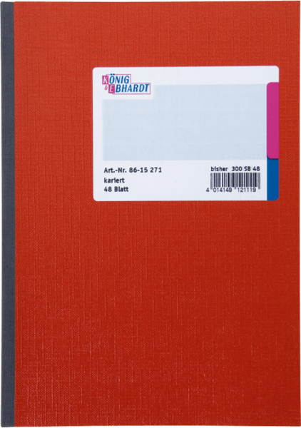 Kladde König & Ebhardt 8615271, DIN A5, 48 Blatt, rot, kariert