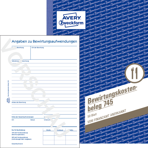Bewirtungskostenbeleg Avery Zweckform 745, DIN A5
