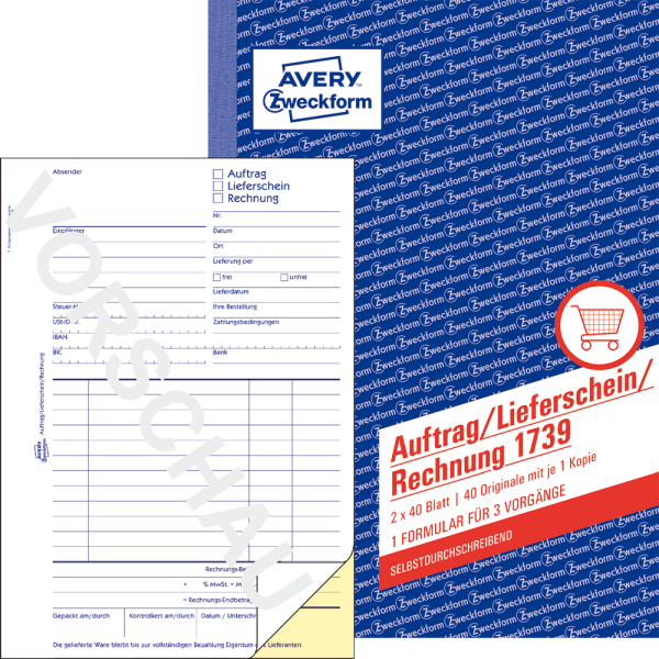 Auftragsformular Avery Zweckform 1739, DIN A5, 40 Blatt, 2-fach