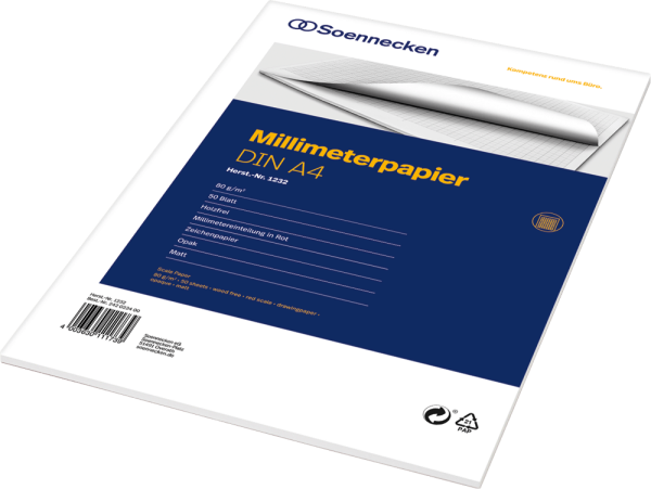 Millimeterblock, DIN A4, 50 Blatt, Bücherschreibpapier