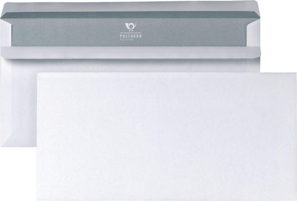 Briefumschläge DIN-lang ohne Fenster, 75 g/m², selbstklebend, weiß, 1.000 Stück
