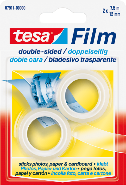 Klebefilm tesa® 57911 Doppelseitig, 7,5 m x 12 mm, beidseitig klebend, transparent, 2 Stück