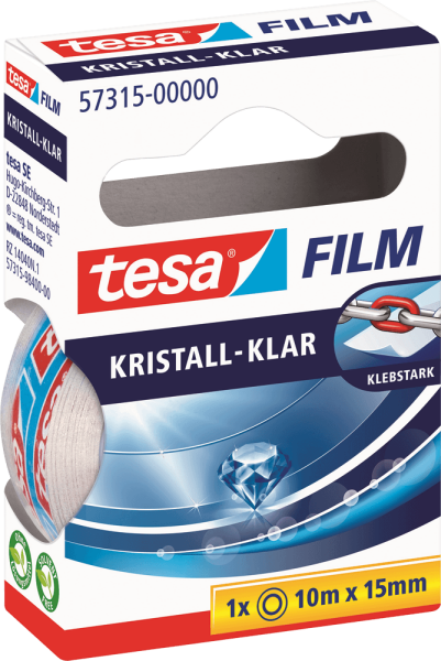 Klebefilm tesa® film kristall-klar 57315, 15 mm x 10 m, durchsichtig