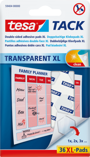 Klebepad tesa® 59404 TACK XL, 20 x 24 mm, transparent, 36 Stück