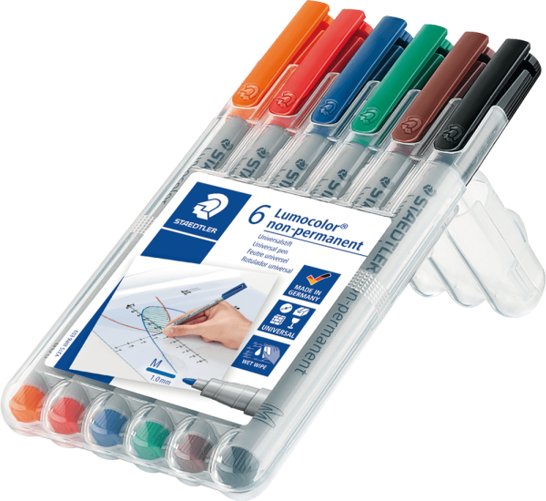 Folienstift STAEDTLER® Lumocolor M, 1 mm, farbig sortiert, 6 Stück