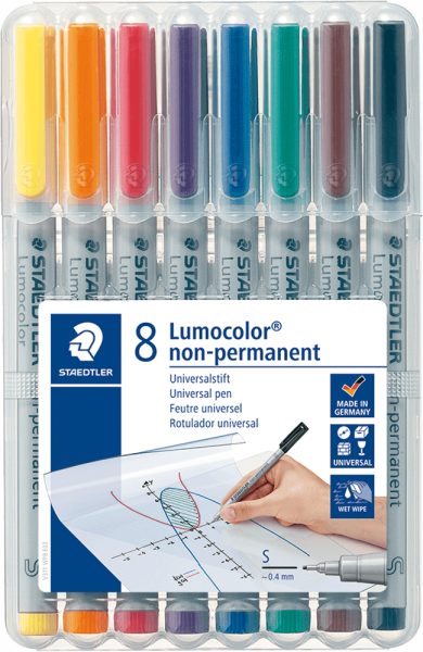 Folienstift STAEDTLER® Lumocolor S, 0,4 mm, farbig sortiert, 8 Stück
