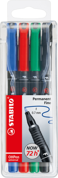 Folienschreiber STABILO® OHPen F, 0,7 mm, farbig sortiert, 4 Stück