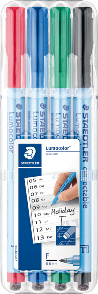 Folienstift STAEDTLER® Lumocolor F, 1 mm, farbig sortiert, 4 Stück
