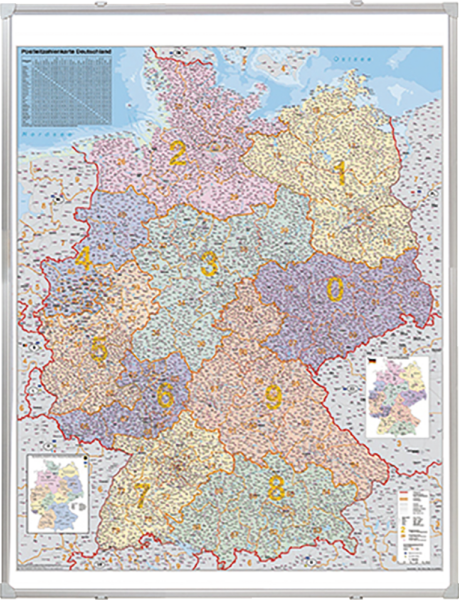 Kartentafel Franken PLZ-Karte Deutschland, 100 x 140 cm