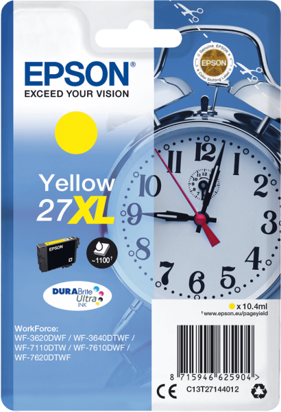 Tintenpatrone Epson 27XL 1.100Seiten, 10,4 ml, gelb