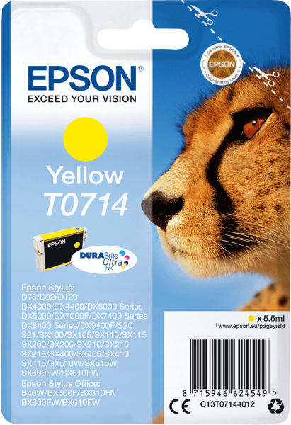 Tintenpatrone Epson C13T07144012 250Seiten, 5,5 ml, gelb