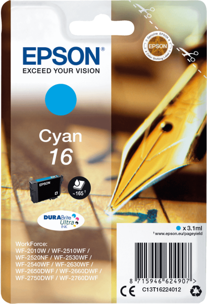 Tintenpatrone Epson C13T16224012, 3,1 ml cyan
