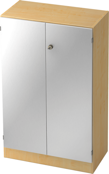 Highboard/Türen 6550 SG, 3 OH, Korpus: Ahorn / Front: silber