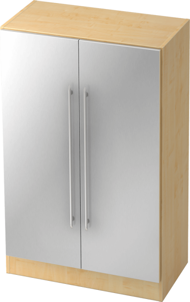 Highboard/Türen 7550 RE, 3 OH, Korpus: Ahorn / Front: silber