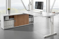 Anbauschreibtisch OSE19, 1800 x 800 mm, Platte: 25 mm, 2 mm ABS-Kante, Nussbaum