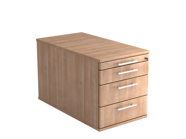 Rollcontainer TC30 mit Relinggriff, Tiefe 80 cm, Nussbaum