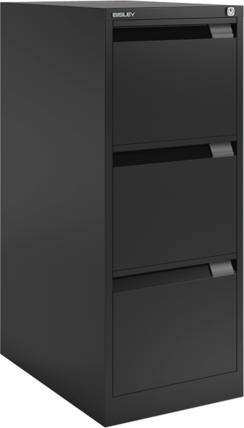 Hängeregistraturschrank BISLEY, einbahnig, 3 Schübe, schwarz