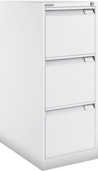Hängeregistraturschrank BISLEY, einbahnig, 3 Schübe, lichtgrau