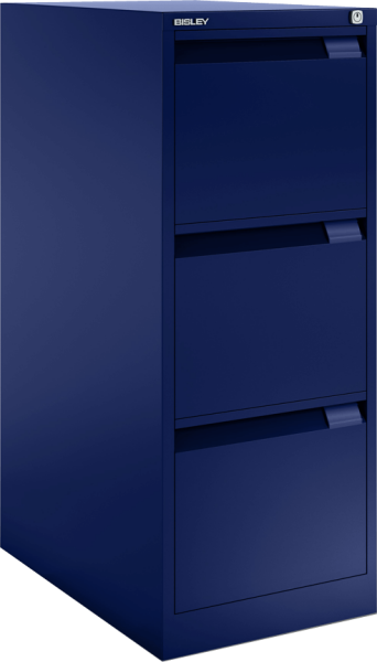 Hängeregistraturschrank BISLEY, einbahnig, 3 Schübe, oxfordblau