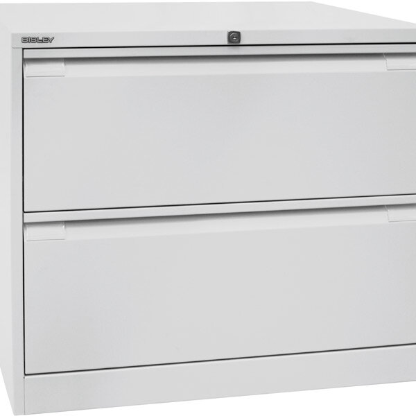 Hängeregistraturschrank BISLEY, zweibahnig, 2 Schübe, lichtgrau