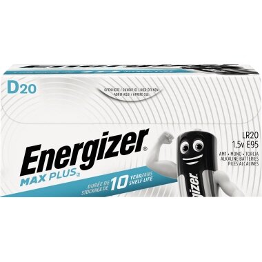 Batterie Energizer® Max Plus, D / Mono / LR20, 1,5 V, 20 Stück
