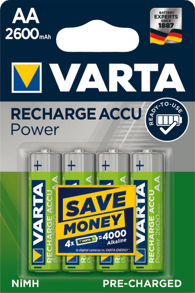 Akku Varta Recharge Power 5716, AA, Mignon, HR6, 1,2 V, 2.600 mAh, 4 Stück