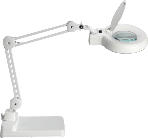 LED-Lupenleuchte MAUL viso, 1,75-fach, Metall/Glas/Kunststoff, mit Standfuß, weiß