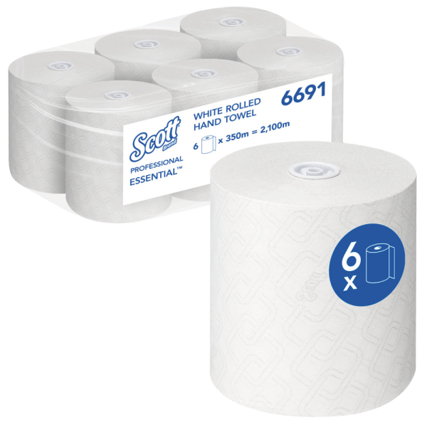 Handtuchrollen Scott® Essential 6691 AIRFLEX,1-lagig, 19,8 cm x 350 m, 6 Rollen, weiß