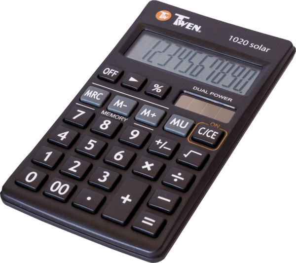 Taschenrechner TWEN 1020, 10-stellig, Solar / Batterie, schwarz
