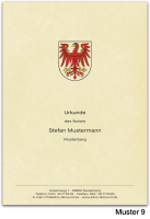 Urkundenumschläge BRANDENBURG mit farbigem Landeswappen, chamois