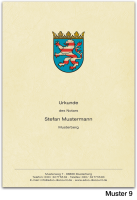Urkundenumschläge HESSEN mit farbigem Landeswappen, chamois
