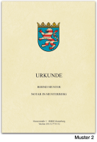 Urkundenumschläge HESSEN mit farbigem Landeswappen, chamois