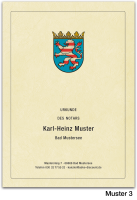 Urkundenumschläge HESSEN mit farbigem Landeswappen, chamois
