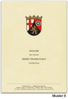 Urkundenumschläge RHEINLAND-PFALZ mit farbigem Landeswappen, chamois