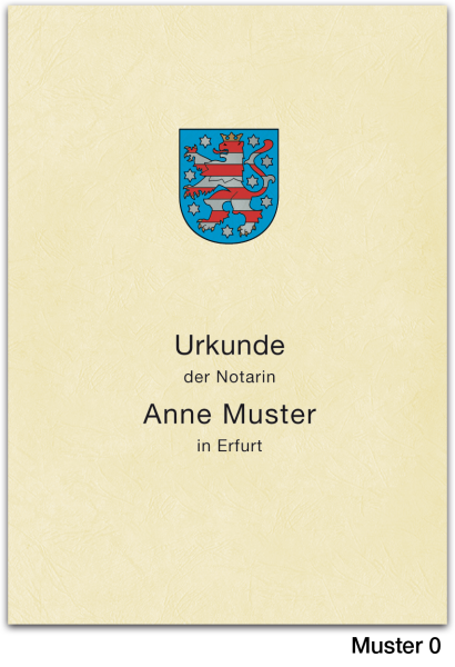 Urkundenumschläge THÜRINGEN mit farbigem Landeswappen, chamois