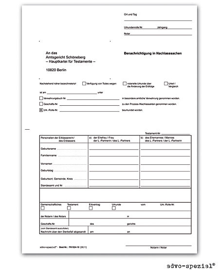 Verwahrungsnachricht a.d. AG Schöneberg
