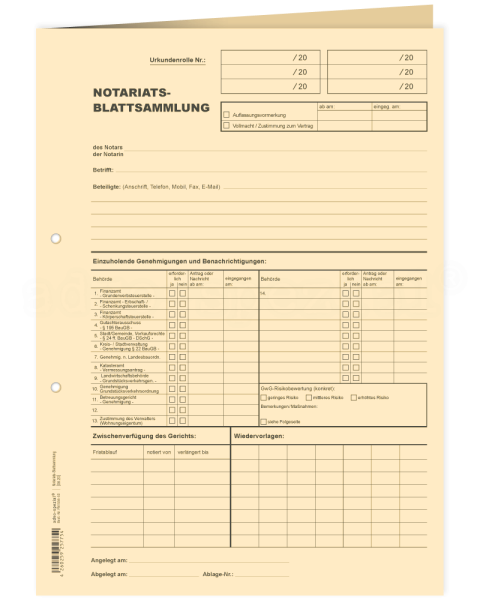 Handaktenbogen Blattsammlung, innen unbedruckt, 120 g/m² Karton, 315 x 225 mm, gelocht, chamois