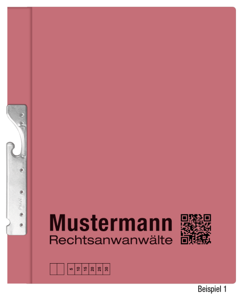 Pendelhefter mit individuellem Druck, ReNo-Serie, 1 Abheftvorrichtung, Linksheftung, Tasche, hellrot