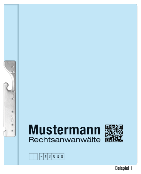 Pendelhefter mit individuellem Druck, ReNo-Serie, 2 Abheftvorrichtungen, Linksheftung, Tasche, hellblau