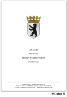 Urkundenumschläge BERLIN mit farbigem Landeswappen, 160 g/m², hochweiß