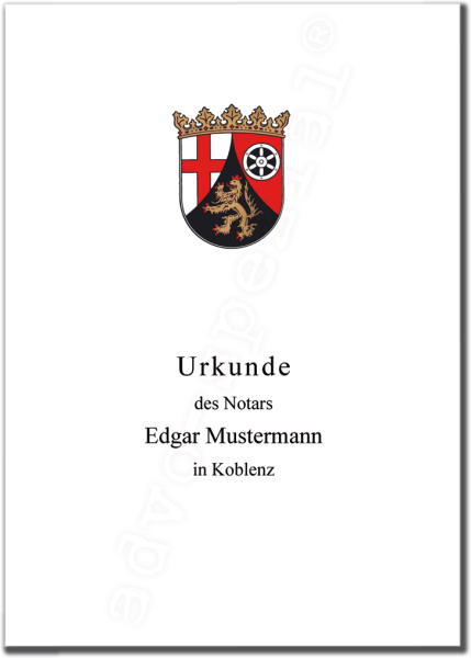 Urkundenumschläge RHEINLAND-PFALZ mit farbigem Landeswappen, 160 g/m², hochweiß