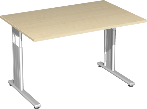 Schreibtisch Geramöbel C Fuß Flex, 120 x 80 cm, ahorn/silber